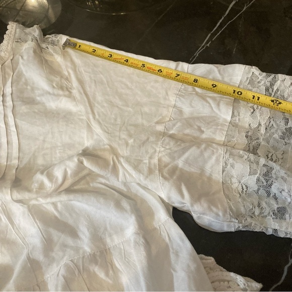 Roaman's Women’s White Lace Illusion Button-Up Tunica Top Size22 Costal Vacation - Picture 12 of 13